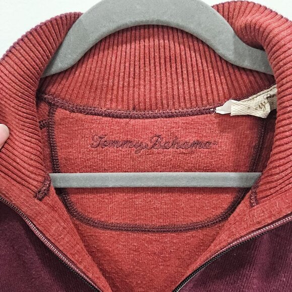 Tommy Bahama Maroon Men's Long Sleeve Quarter Zip Burgundy Sweater Knit Large LG - Picture 12 of 12